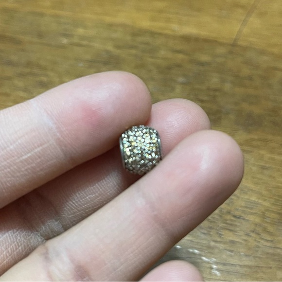 Retired Pandora Golden Pavé Charm Yellow CZ Sterling Bead Charm - Picture 5 of 9